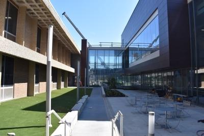 a walkway leading to a building